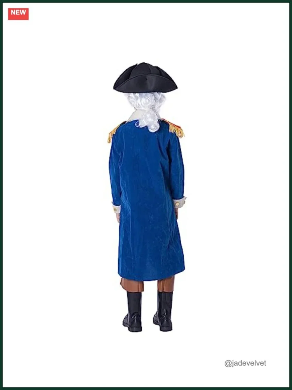 Kids George Washington Colonial Costume with Wig and Hat for Halloween